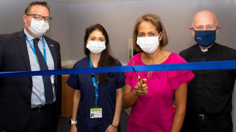 Twickenham MP Munira Wilson opening a new paediatric audiology screening room at Teddington Memorial Hospital.